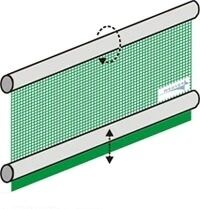Windschutz - Rollvorhang einfach - Handkurbel>> Netzbreite:  m - Torhöhe  m UK Wickelrohr >> Windschutznetz/Plane ???gr/m² grün >> unten Stahlrohr mit seitl. Fixierung, ohne seitliche Führung, inkl. Bodenplane