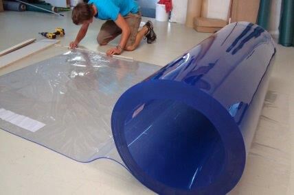 PVC-Plattenware, blautransparent 1,2 m 7 mm