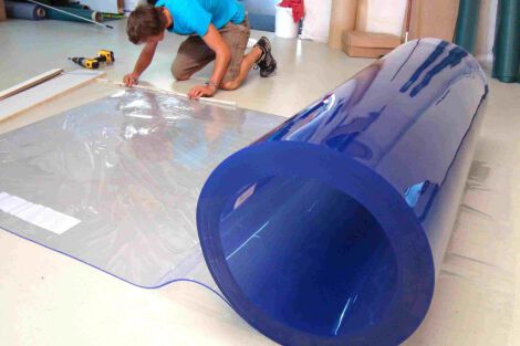 PVC-Plattenware, blautransparent 1,2 m, 10 mm